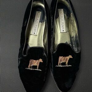 RARE 90s Donald J. Pligner Cow Velvet Loafers